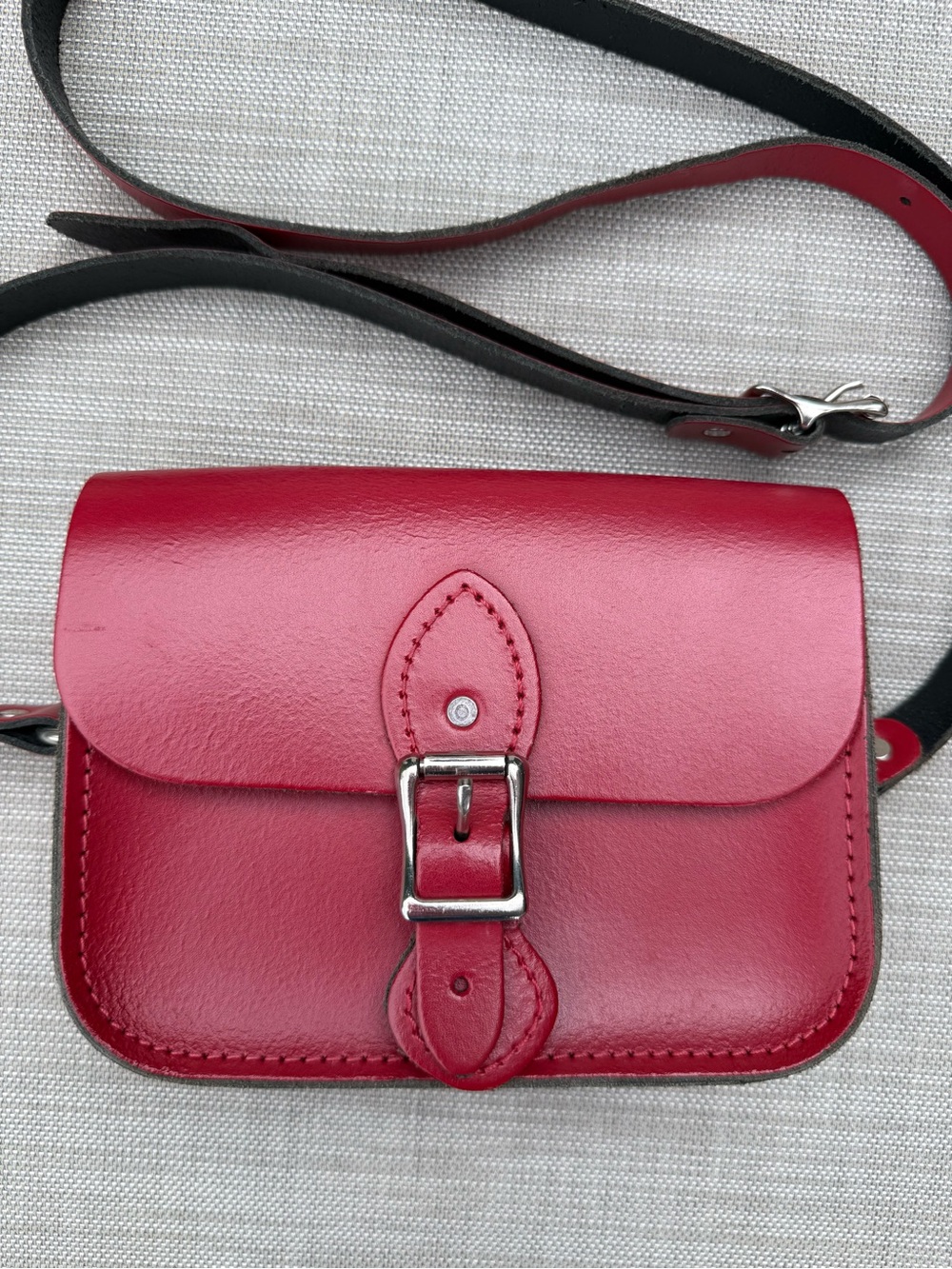 The Leather Satchel Co Red Leather Mini Satchel Crossbody Made England